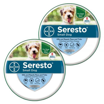 2 Pack Seresto 8 Month Flea and Tick Prevention Collar for Small Dogs, up to 18 lbs
