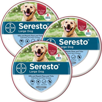3 Pack Seresto 8 Month Flea and Tick Prevention Collar for Large Dogs, above 18 lbs