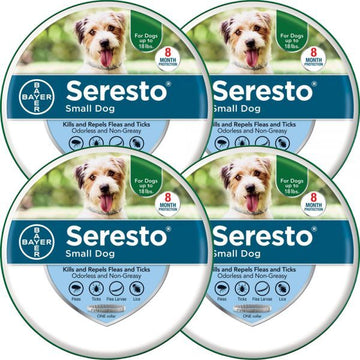 4 Pack Seresto 8 Month Flea and Tick Prevention Collar for Small Dogs, up to 18 lbs