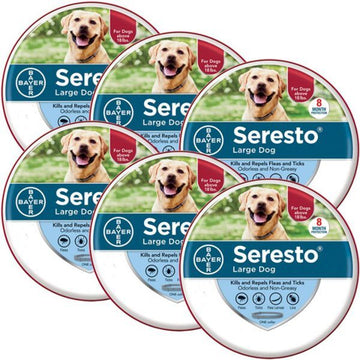 6 Pack Seresto 8 Month Flea and Tick Prevention Collar for Large Dogs, above 18 lbs